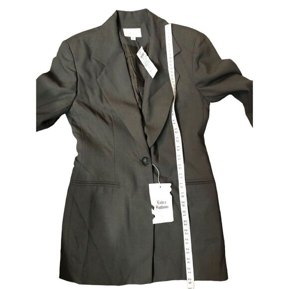 Cache 100 percent wool olive green one button front blazer fully lined size 2 NW - Picture 11 of 13